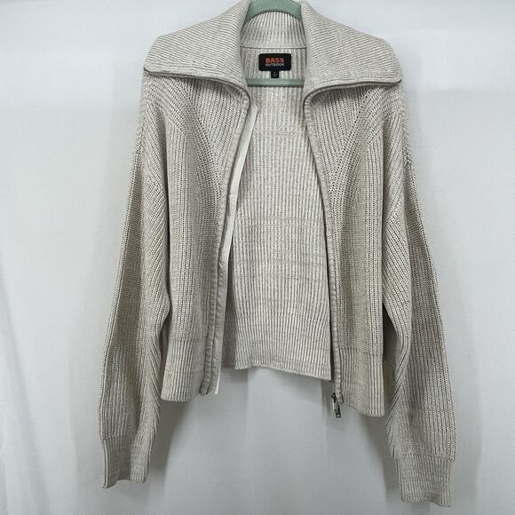 $99 MSRP Bass Outdoor Size L Mens Cardigan Sweater Ribbed Elbow Patches Zip Up - Picture 3 of 9